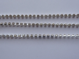 454- 1 meter strass ketting met AA+kwaliteit SS12 3.5mm verzilverd - SUPERLAGE PRIJS!