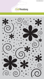 CE185070/1106- Craft Emotions mask stencil A5 bloemen met stip en ster