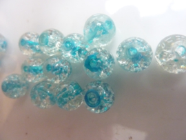 4065 - 15 stuks Qraccle glaskralen van 8 mm. licht blauw