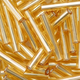 1577- 15mm glazen stiftjes goud 15 gr in een doosje - 3114 538