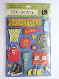 5595- K&Co grand adh. chipboard 3D stickers "basketball" 12x16cm