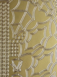 st961- stickervel met hulstblaadjes met randjes 10x23cm goud