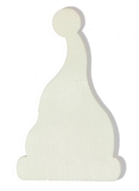 005999 - Q - houten kerstornament kerstmuts van 2mm dik en ca. 6 cm breed -006888/2411