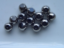 665- 12 x glaskralen met venstertjes 8mm zwart