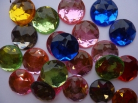 20 stuks strass stenen mix van 20mm kunststof diverse kleuren - SUPERLAGE PRIJS!