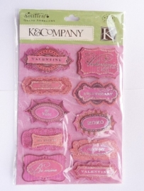 5624- K&Co chipboard 3D stickers "liefde" 12x16cm