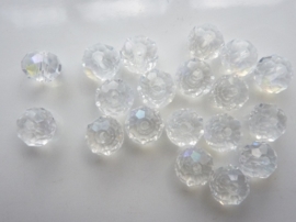 1873- 20 stuks electroplated geslepen glaskralen van 8x6mm crystal AB