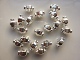 CH.H008- 20 stuks metalen kralen 9x6mm verzilverd - SUPERLAGE PRIJS!