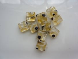 4862- 10 stuks lampwork handgemaakte glaskralen plat vierkant 9x9x4mm