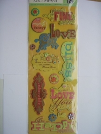 5567- K&Co 3D stickers chipboard happy love 30x12cm