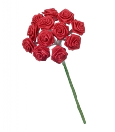 6547 150- 12 stuks roosjes van 10cm lang en 1.5cm breed rood