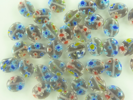 3697 - ca. 39 stuks millefiori kralen 10 x 8 mm.