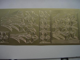 st109- sticker met grote bloemen goud 10x20cm