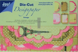 JOY8011/0506- 18 stuks Die-Cut design papers vintage 10.2x15.3cm