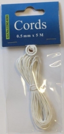 000CE440200/8201- 5 meter waxcord van 0.5mm dik wit