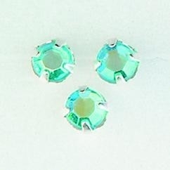 107007/0053- 12 stuks glazen rijg/naai strass steentjes 7mm rond kristal aqua AB