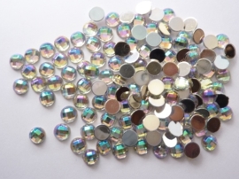 ca. 130 stuks strass stenen kunststof  van 6mm zilver AB regenboog  - SUPERLAGE PRIJS!