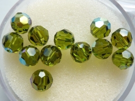 109206/1150- 12 x swarovski kristal kralen rond 6mm olivine green AB
