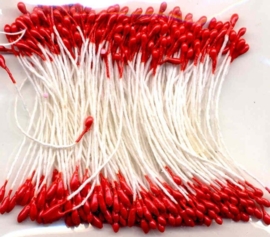 TH12257-5708- 144 stuks meeldraden / bloemstampers van 1mm parelmoer rood