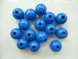 6011 533 - 15 x houten kralen midden blauw van 15mm