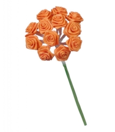 6547 100- 12 stuks roosjes van 10cm lang en 1.5cm breed oranje