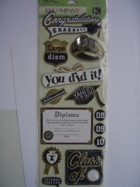 5563- K&Co 3D stickers chipboard graduation 30x12cm