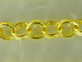 3851 - 1 meter metalen ketting/jasseron van 8 mm. schakels goud