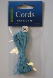 000TH12283/8306- 5 meter waxcord van 1mm dik lichtblauw