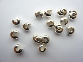 20 x knijpkralen verbergers verzilverd  ca. 5mm rond