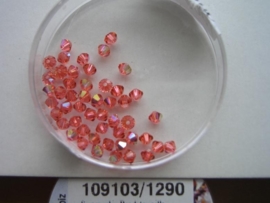 109103/1290- 50 x swarovski kralen 3mm padparadscha rood AB