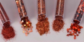 CE801515/8610- 5 buisjes glitter decoratie assortiment sunset