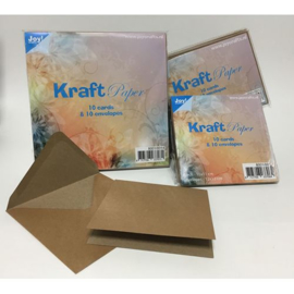 JOY8001/0012- 10 x kraftpapier kaarten en enveloppen C6 114x162mm