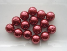 2265- 15 x glasparels 12mm donker rood