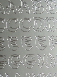 st1001- stickervel met Japans/Oosterse letters 10x23cm zilver