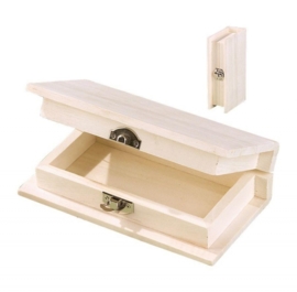 KN8735 716- 6 stuks houten kistjes met sluiting boek 17x9x5cm