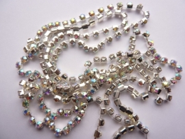 450- 1 meter strass ketting met AA+kwaliteit SS10 2.8mm verzilverd - SUPERLAGE PRIJS!