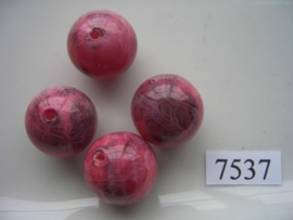 7537- 18mm donker roze kunststofkraal marmer