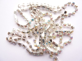 452- 1 meter strass ketting met AA+kwaliteit SS12 3.5mm verzilverd - SUPERLAGE PRIJS!