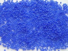 85- 2mm glazen rocailles d blauw half trans 15 gr 