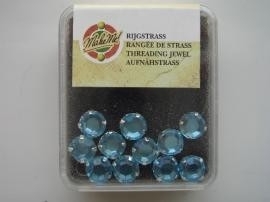 107004/0009- 28 stuks glazen rijg/naai strass steentjes 4mm rond kristal aqua