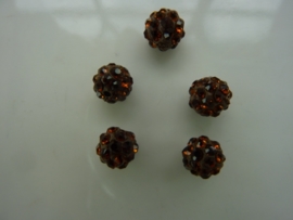 3995.F- 5 stuks AA-kwaliteit strass ballen van 6mm bruin - SUPERLAGE PRIJS!