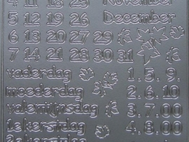 385- kalender teksten zilver 10x20cm