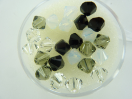 002208586- 24 stuks swarovski kralen 6mm toupille zwart grijs opaal