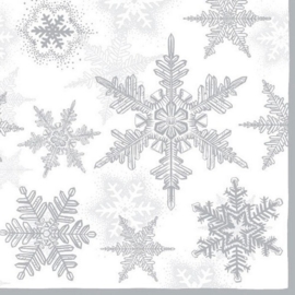 CE1113330/3580- 5 stuks servetten van 33x33cm sneeuwkristallen