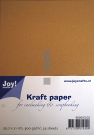 JOY8089/0204- 25 vel kraft papers 300grams A5-formaat bruin (extra dik)