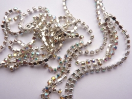 451- 1 meter strass ketting met AA+kwaliteit SS6 1.8mm verzilverd - SUPERLAGE PRIJS!