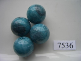 7536- 18mm turqoise/blauwe kunststofkraal marmer