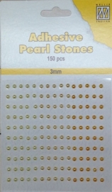 CE142010/2304- 150 stuks zelfklevende halfronde parels van 3mm geel tinten