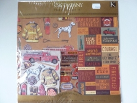 5905- scrapkit "fire fighter" incl. 6 x scrappapier 30.5x30.5cm & diverse stickers