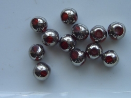 667- 12 x glaskralen met venstertjes 8mm rood